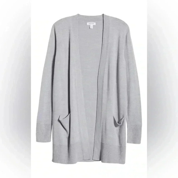 Nordstrom | Grey Everyday Open Front Cardigan Merino Wool Blend Size M Medium - Picture 14 of 14